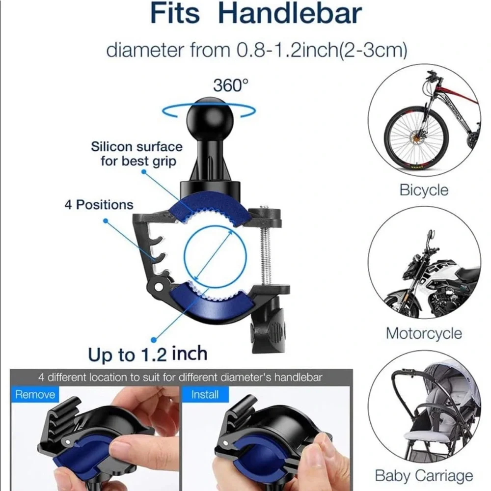 Bicycle Phone Holder, Blue, Black